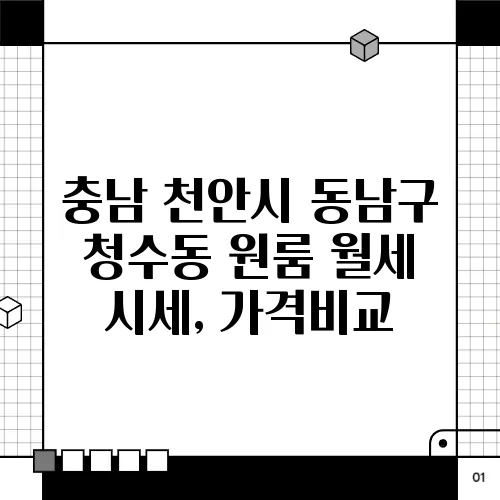충남 천안시 동남구 청수동 원룸 월세 시세, 가격비교
