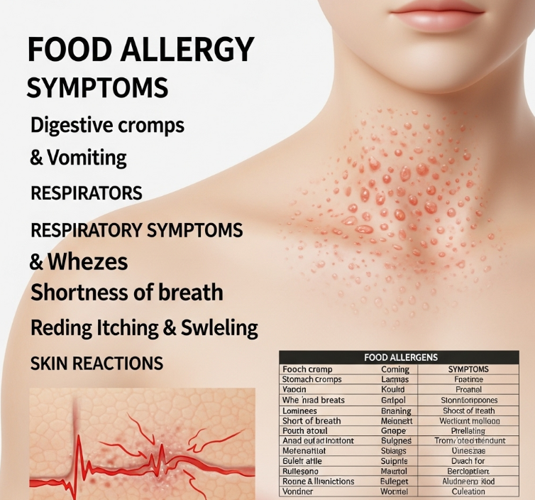 식품 알레르기 증상에 대한 이미지
