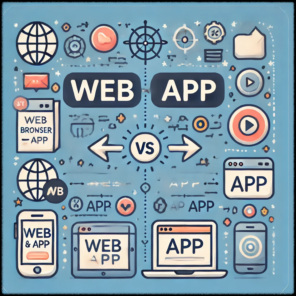 웹과 앱의 차이점을 설명하는 이미지