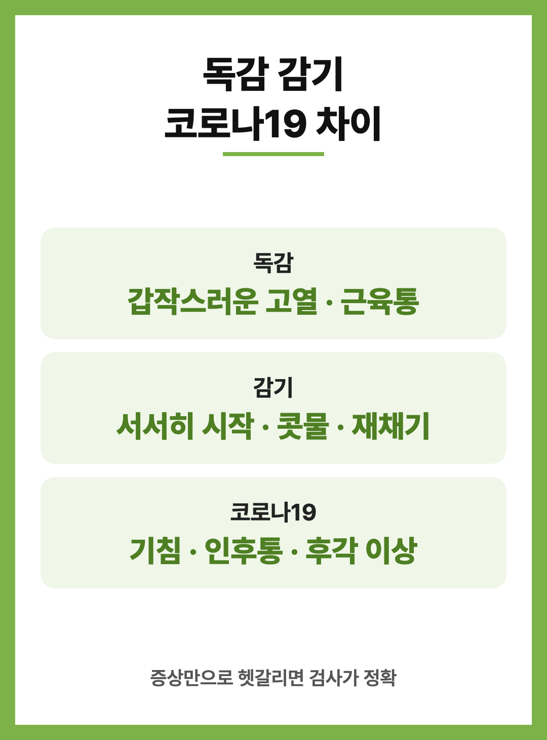 2026 독감 증상 감기 코로나 차이 치료제 등교 기준 정리