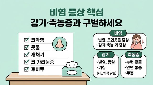비염 증상 자주 묻는 질문 감기 축농증 구별