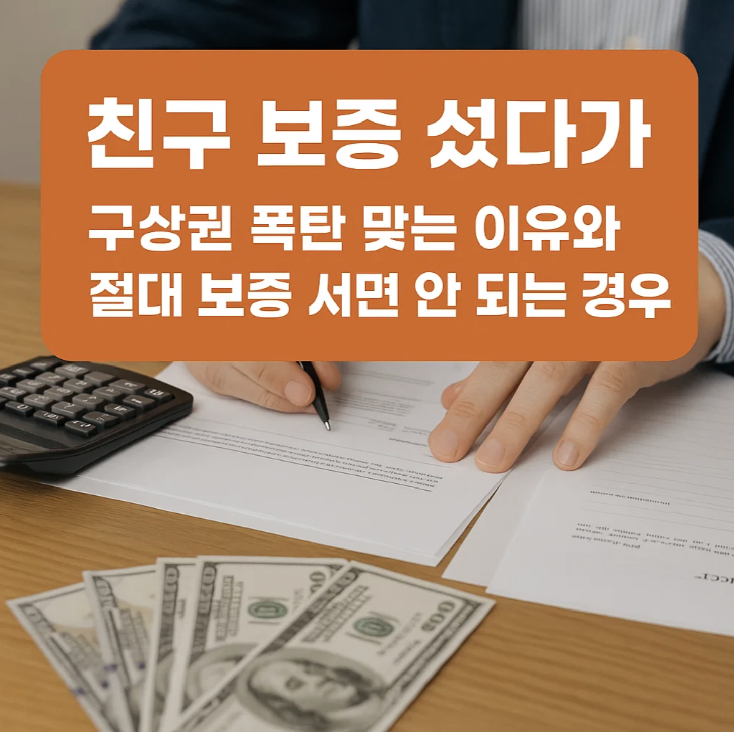 친구 보증 섰다가 구상권 폭탄 맞는 이유와 절대 보증 서면 안 되는 경우
