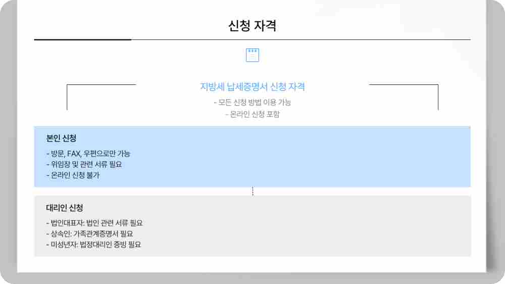 지방세 납세증명서 발급 신청방법 수수료 신청서 작성 예시 대리신청 준비서류