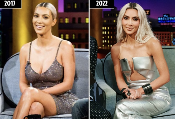 다이어트 전후의 킴 카다시안