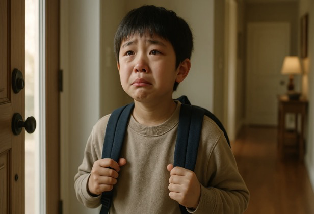 그날 짜증내며 등교하던 아이의 모습