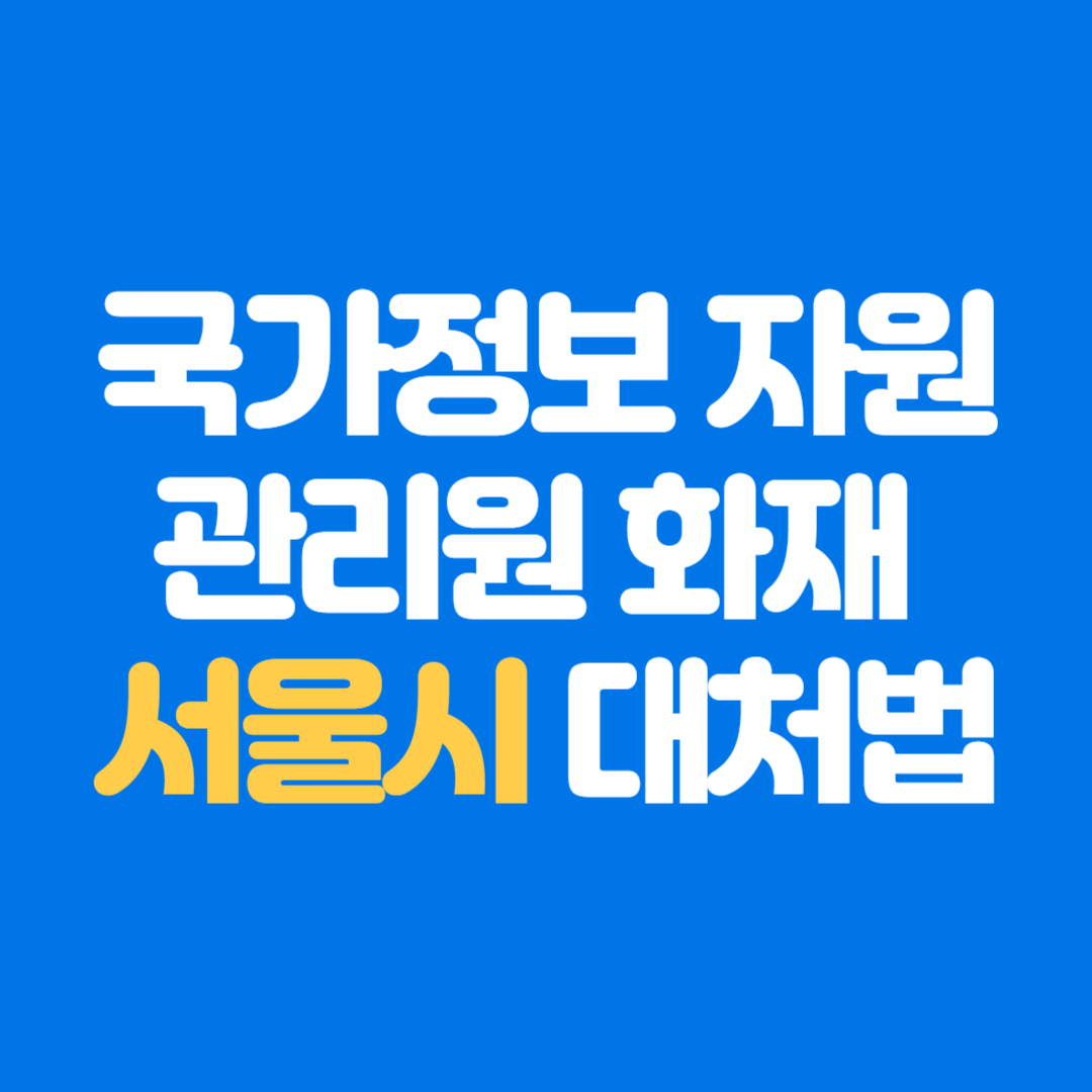 국가정보자원관리원 화재 서울시 시스템 장애 대처방법