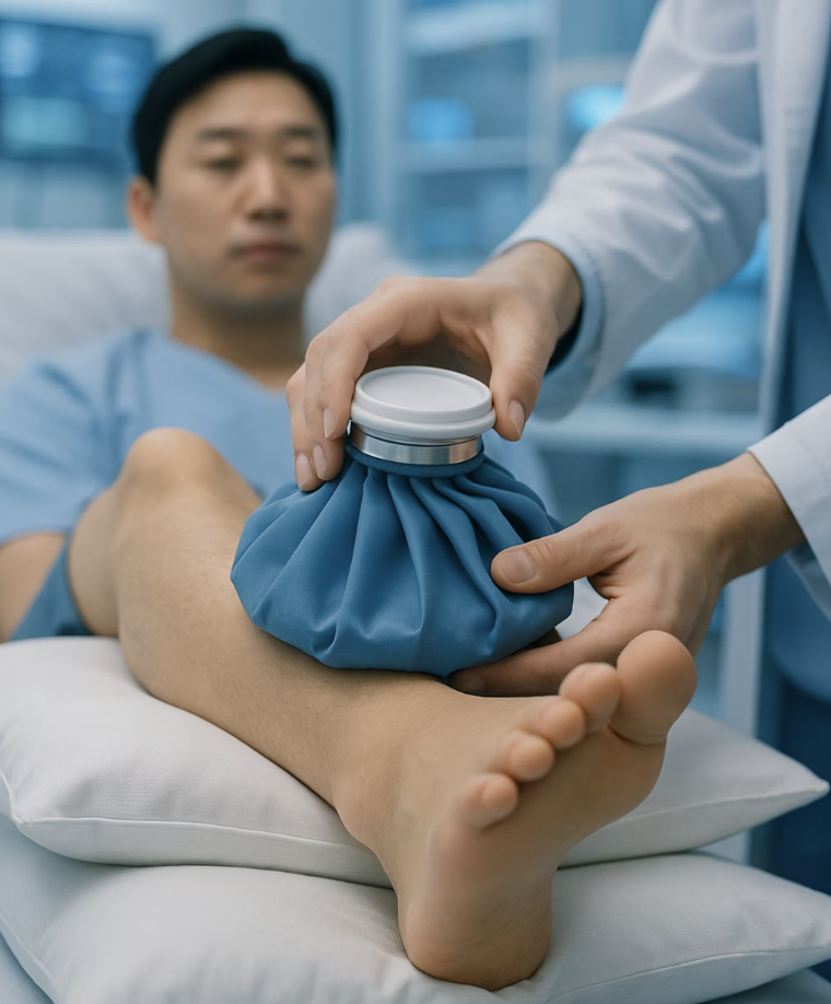 첫 번째 응급처치: 차갑게, 그리고 높게