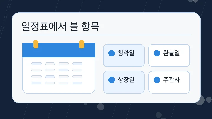일정표에서 볼 항목 내용을 정리한 본문 이미지