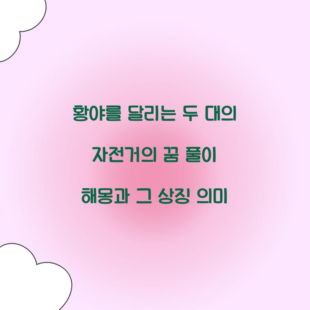 황야를 달리는 두 대의 자전거의 꿈 풀이 해몽 해석