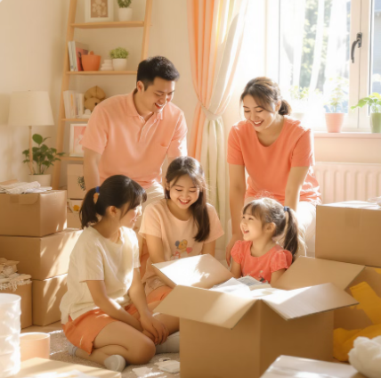 이사 준비하는 가족의 모습