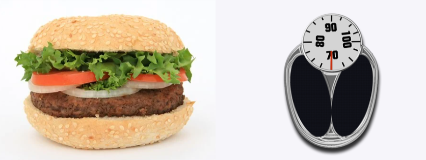 고칼로리음식과 체중계