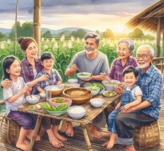 돌아가신-부모님과-가족이-둘러앉아-웃으며-식사하는-모습