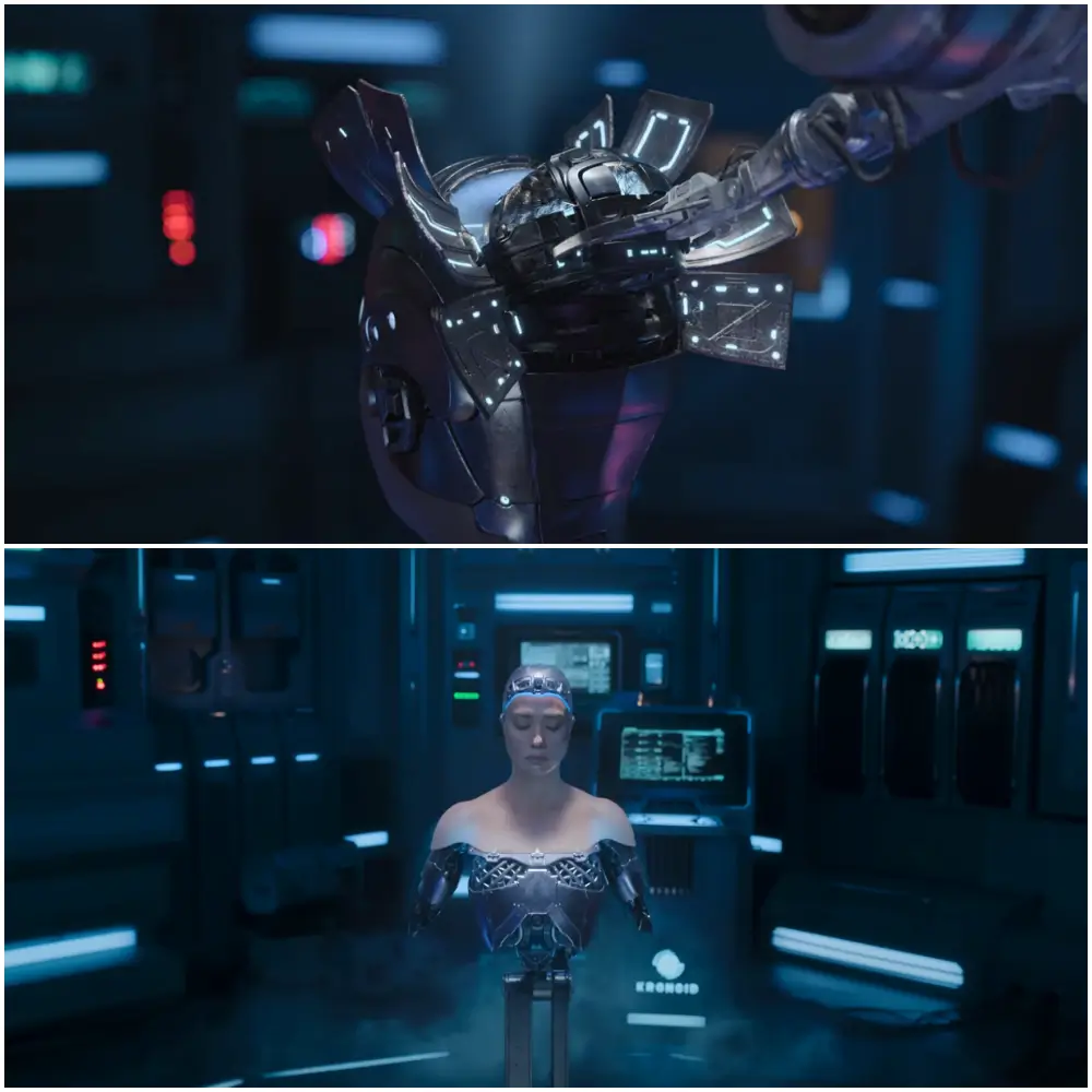 전투용병 AI 로봇 정이의 상체 모습