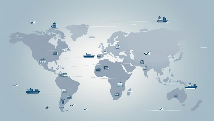 글로벌 무역과 관세 개념을 시각적으로 보여주는 배경 이미지