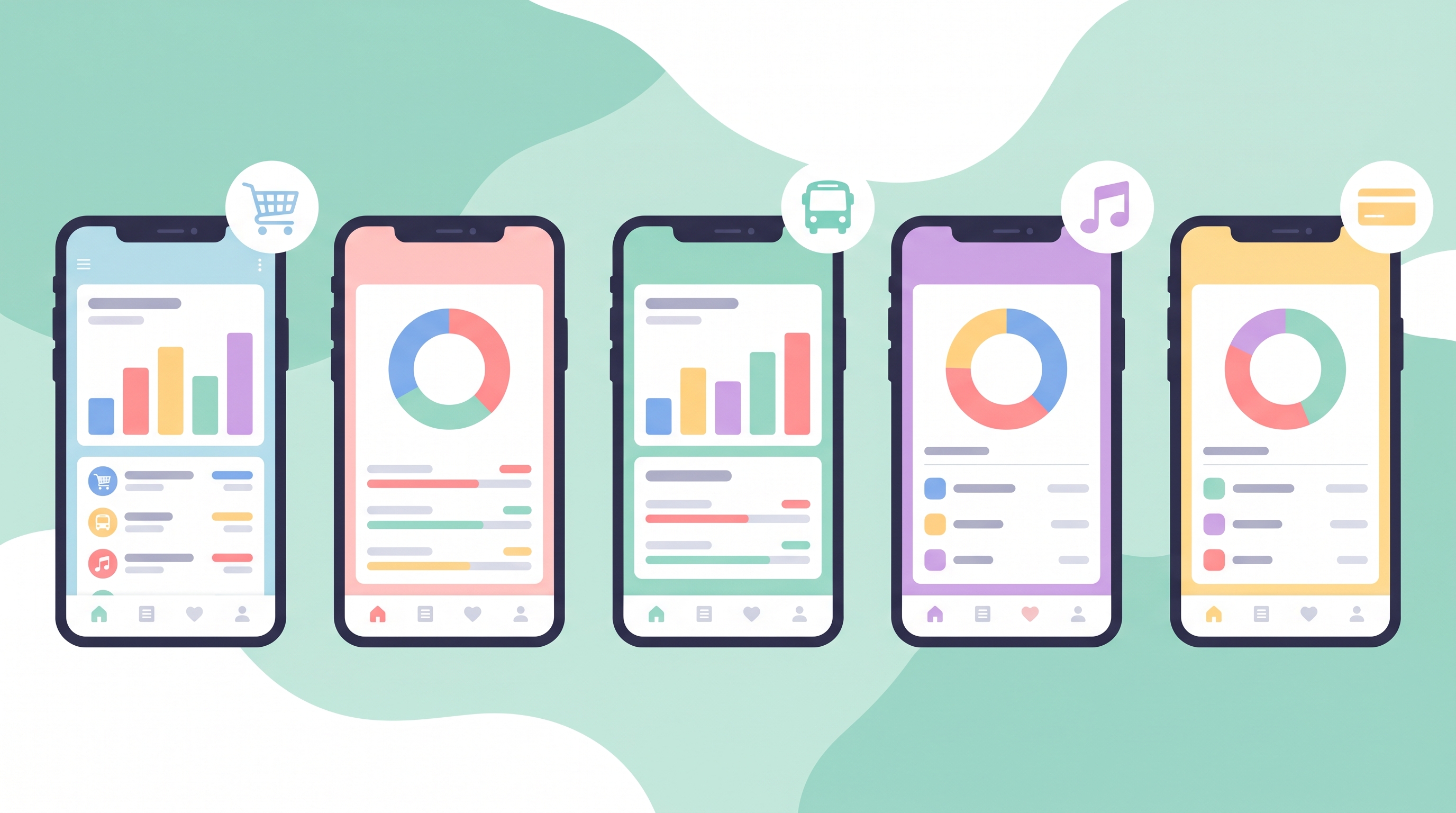 illustration comparing five best free budgeting apps for students side by side