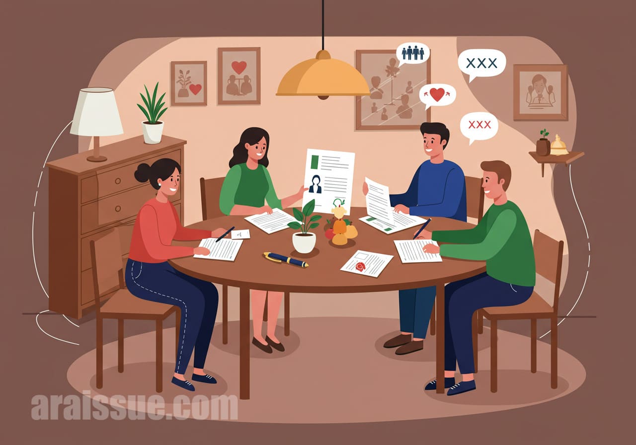 유언장과 상속에 대해 대화하는 가족의 모습