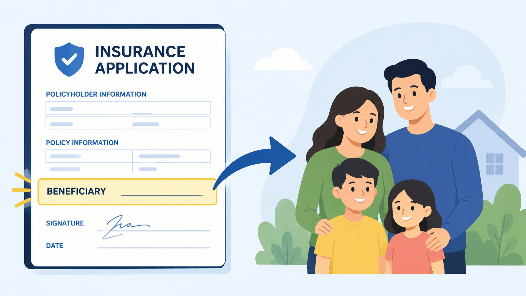 Illustration showing how a life insurance beneficiary designation directs the payout