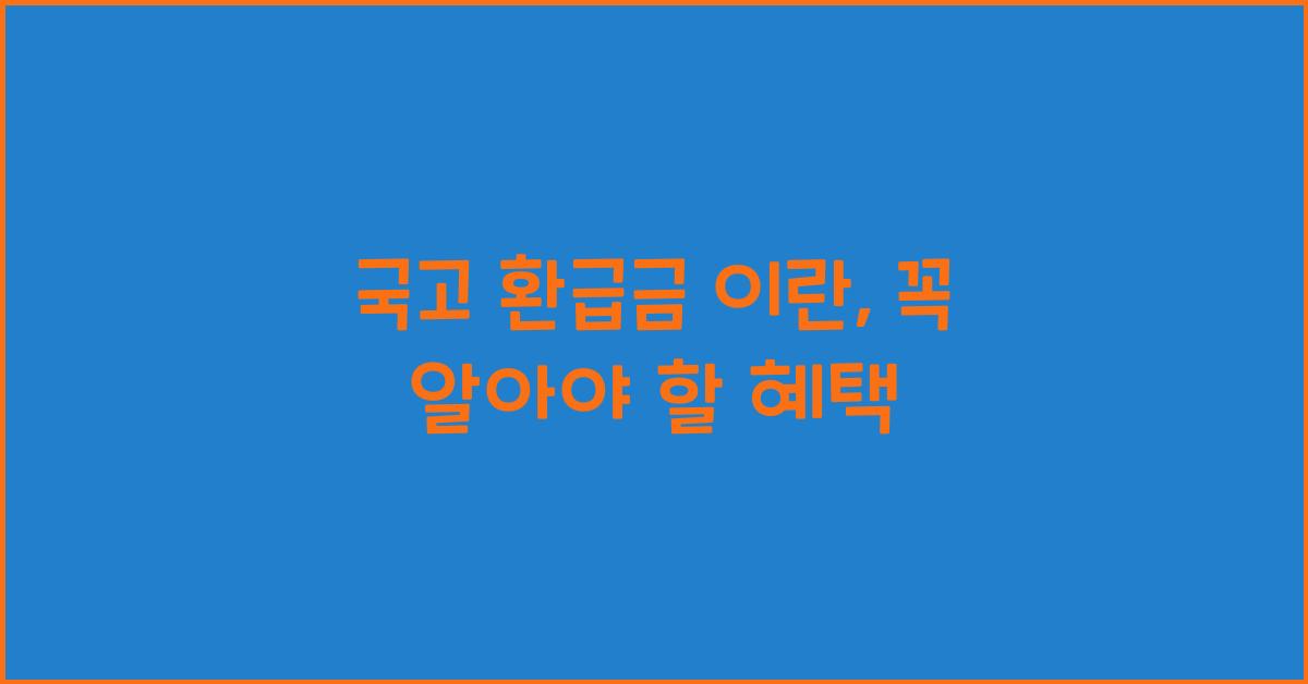 국고 환급금 이란