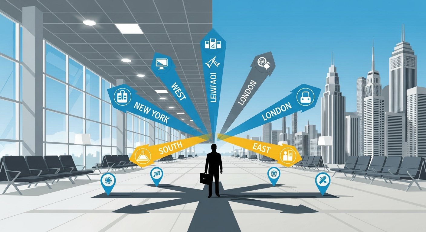 전 세계로 뻗어가는 커리어 화살표 이미지