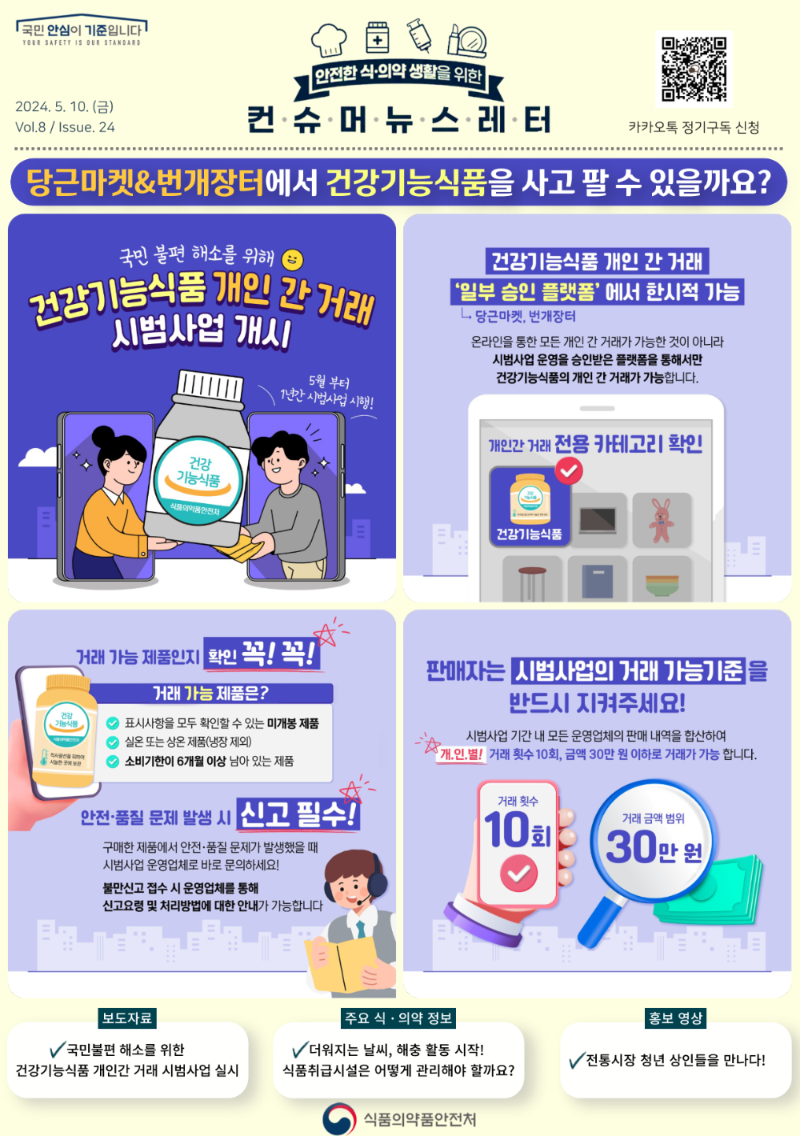 건강기능식품 소규모 개인 간 거래 합법 온라인 중고마켓 중고나라 당근마켓 번개장터 건기식