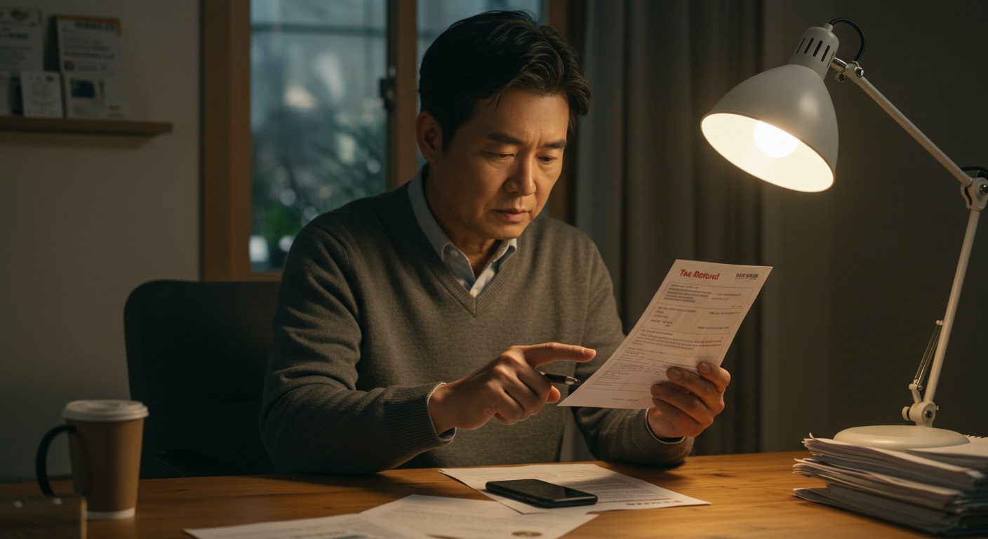 고령자가 세금 환급 신청서를 작성하거나 스마트폰으로 환급 서비스를 이용하는 모습