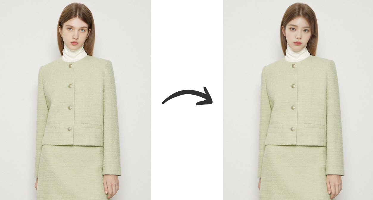 AI Fitting Models - Model Face Change