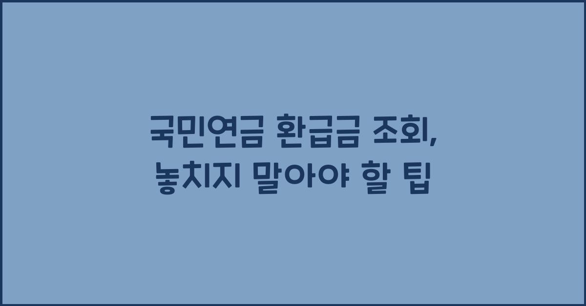 국민연금 환급금 조회