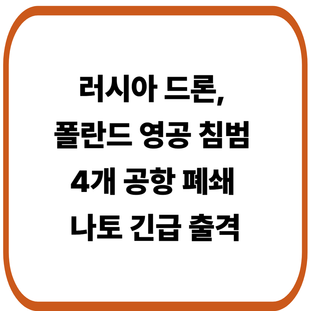 러시아 드론, 폴란드 영공 침범…공항 폐쇄에 나토 긴급 출격
