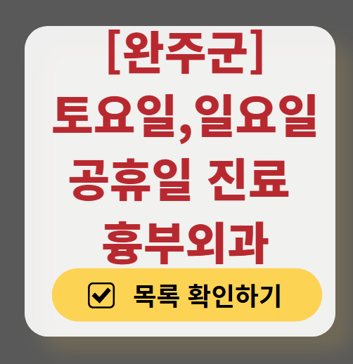 완주군 주말 토요일 일요일 흉부외과 진료 병원 목록 ❘ 공휴일 진료 영업 병원 리스트 찾기