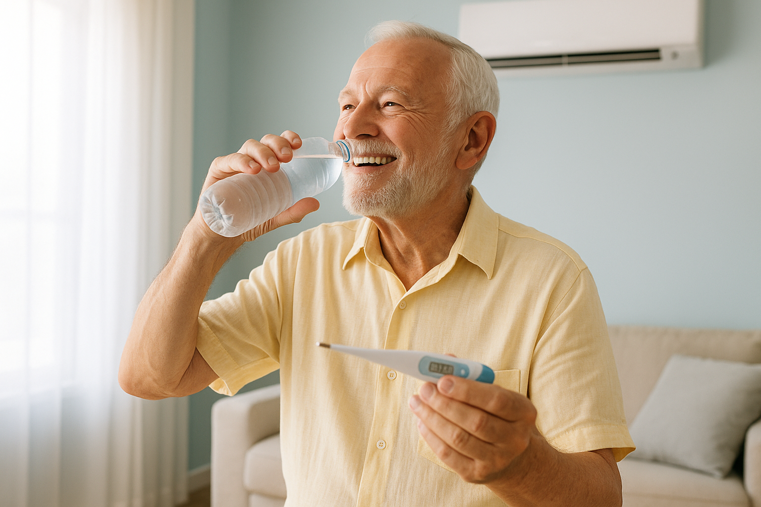 &quot;노년층을 위한 폭염 건강수칙: 예방수칙과 생활습관&quot;에 대한 이미지입니다.