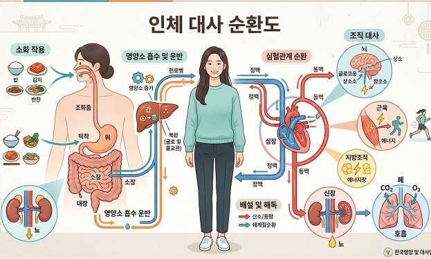몸속 대사 순환을 표현한 인체 일러스트