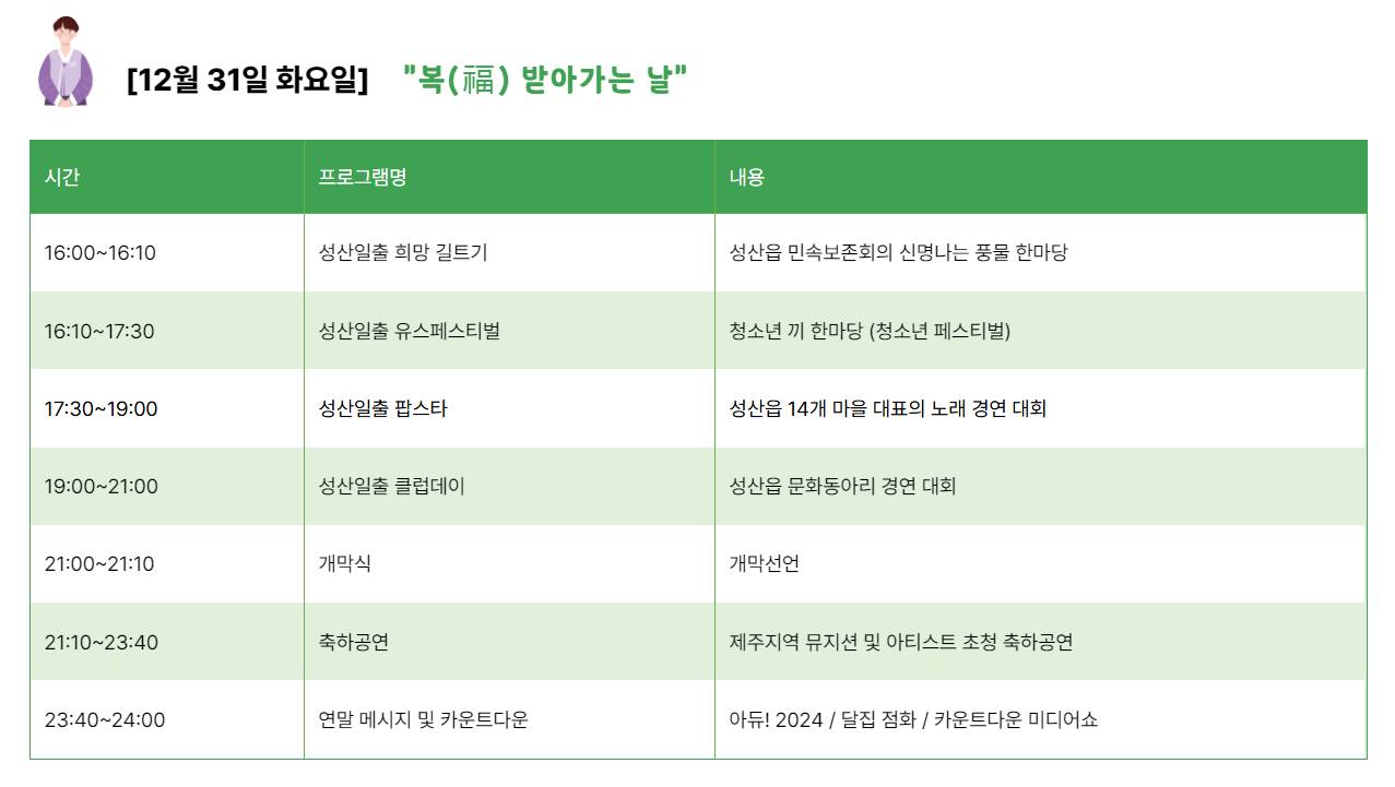 성산일출축제 프로그램