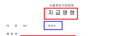 지급명령문 예시