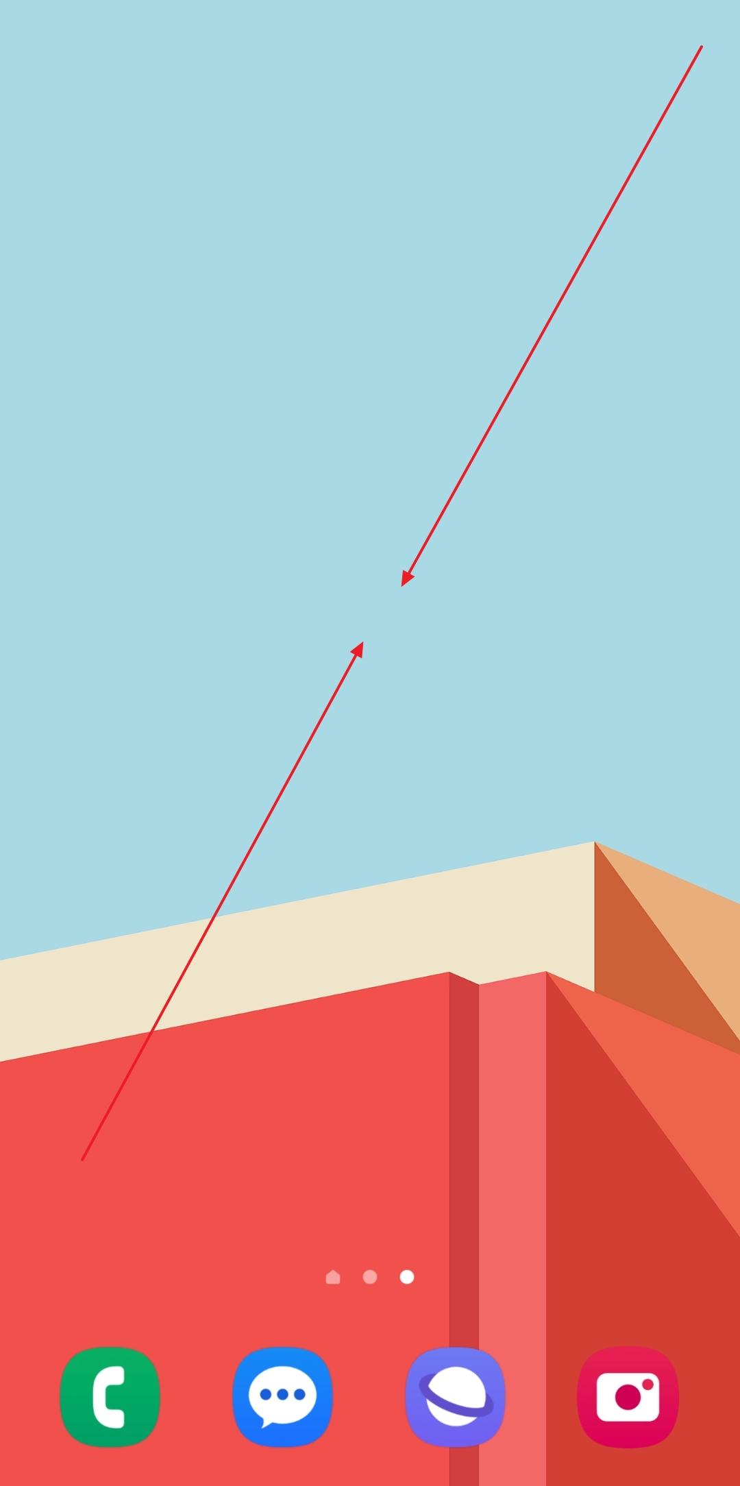 갤럭시 홈 화면에서 두 손가락으로 축소