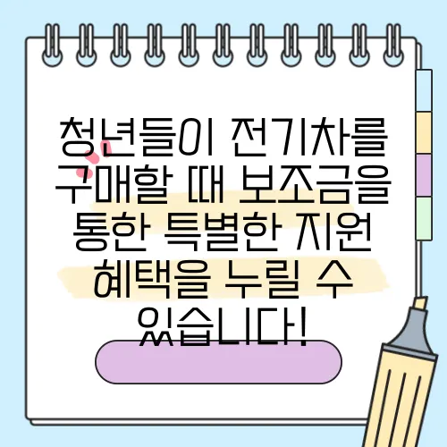 청년들이 전기차를 구매할 때 보조금을 통한 특별한 지원 혜택을 누릴 수 있습니다!