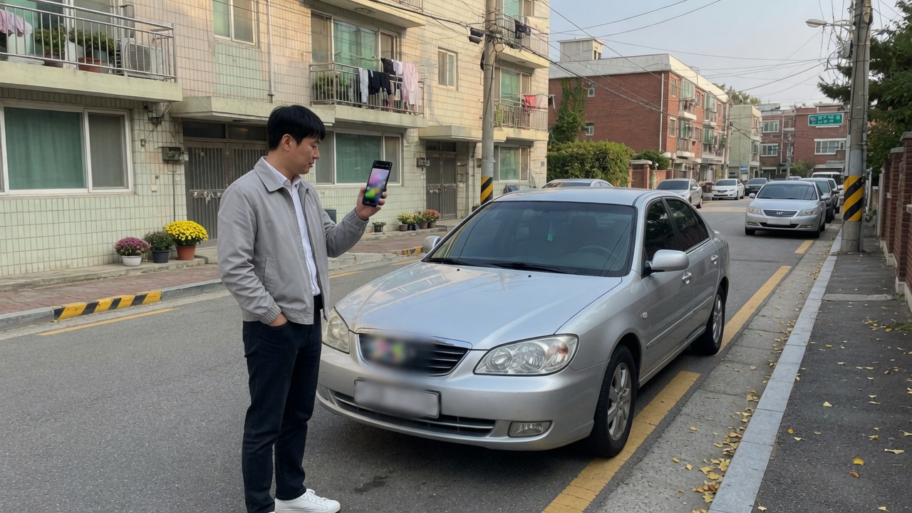 차대번호 자리를 가리키는 손