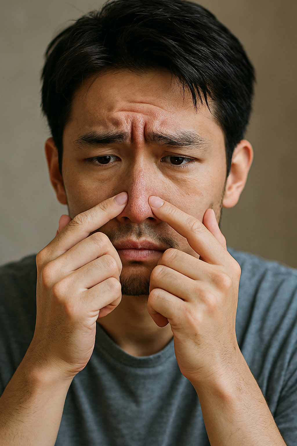 코 블랙헤드로 고민이 많은 남성