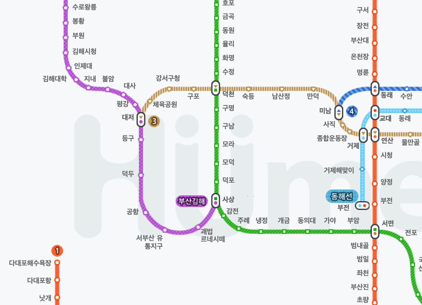 부산 지하철 노선도 크게 보기