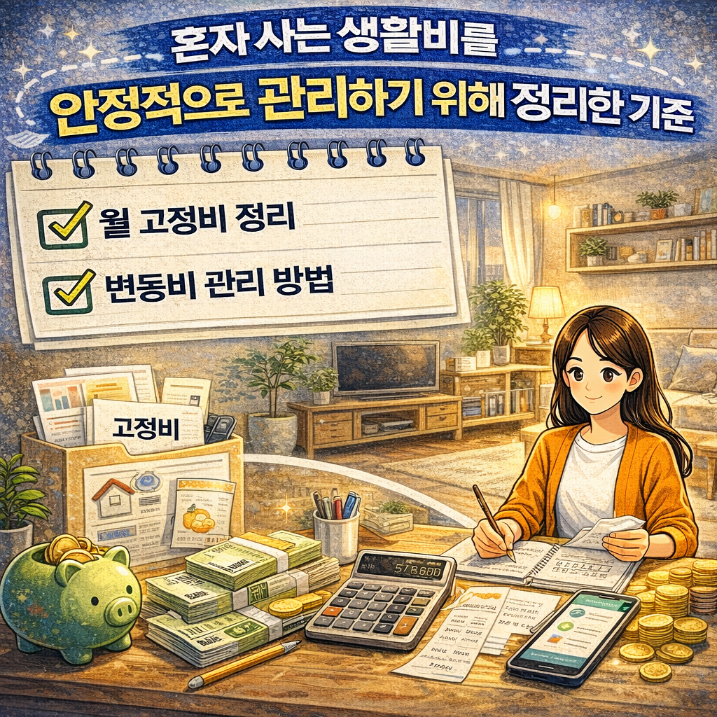 혼자 사는 생활비를 안정적으로 관리하기 위해 정리한 기준