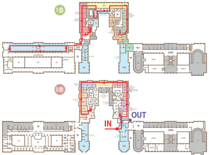 베르사유 궁전 성 내부 0, 1층 보행자 동선
