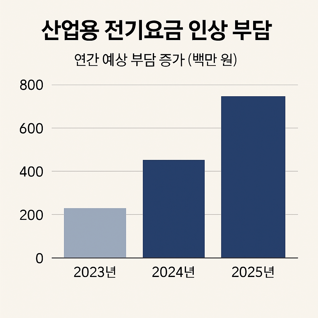 산업용 전기요금 인상에 따른 중소기업 전기료 부담 증가 예상 그래프
