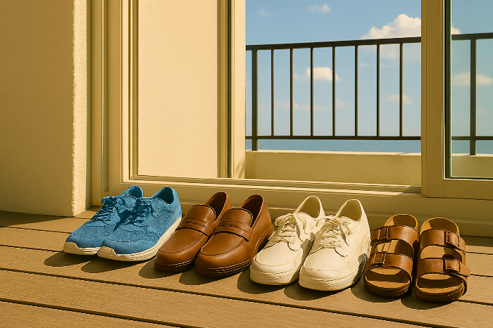 여름 이미지와 신발냄새제거 팁 이미지입니다. 