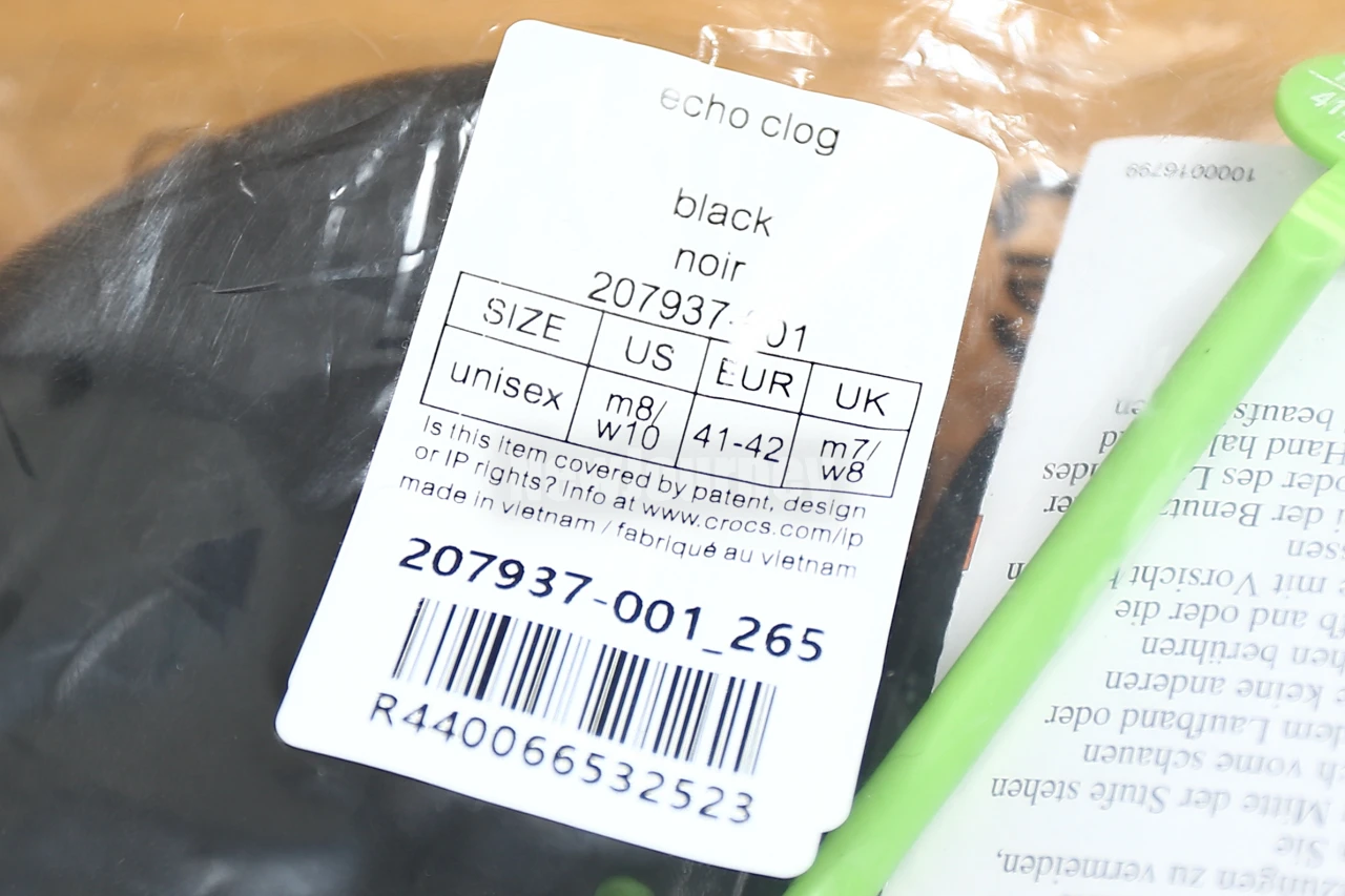 크록스 에코 클로그 사이즈택 207937 Crocs Echo Clog size tag