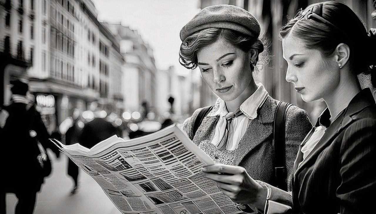 신문 읽는 여자들