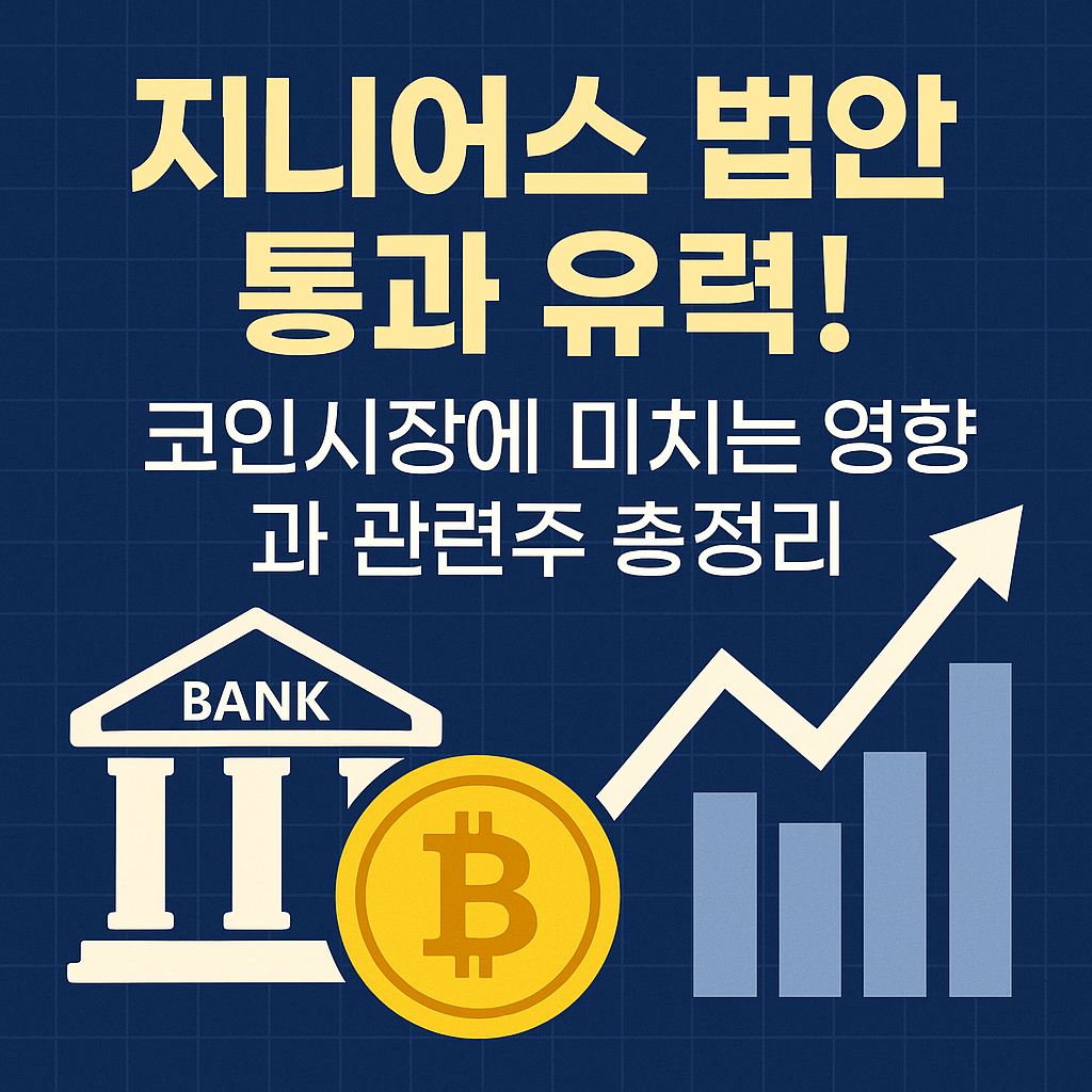지니어스 법안 통과 유력! 코인시장에 미치는 영향과 관련주 총정리 문구가 포함된 썸네일 이미지
