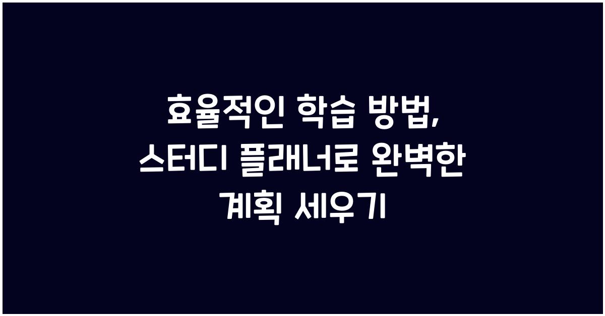 효율적인 학습 방법, 스터디 플래너 활용