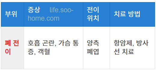 폐로 전이되는 유방암