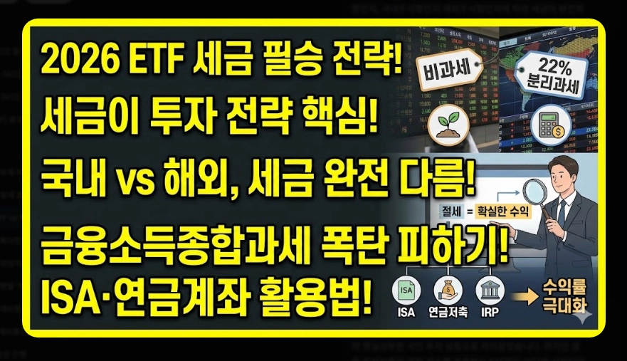 국내 ETF vs 해외 ETF 세금 비교 유형별 과세 구조 및 종합과세 피하는 법