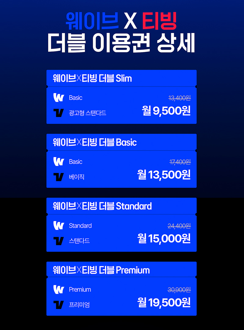 티빙·웨이브 통합 요금제 출시 더블 이용권