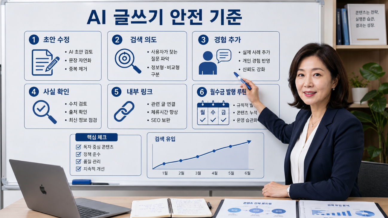 티스토리 블로그 수익화를 위한 안전한 AI 글쓰기 기준과 체크리스트 이미지